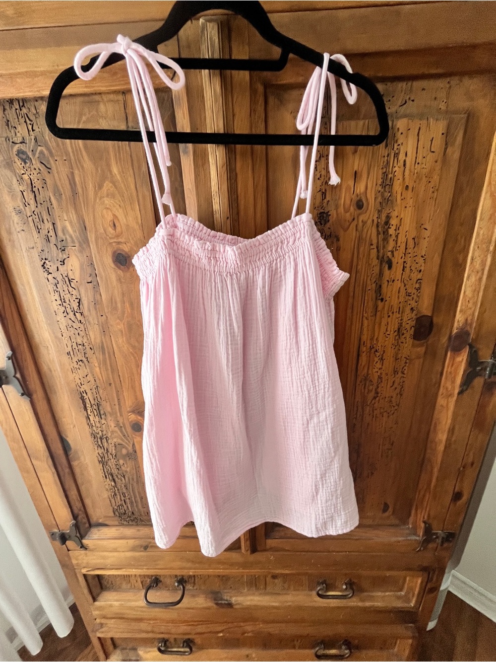 Little Moon Light Pink Tie-Strap Cotton Sundress Top